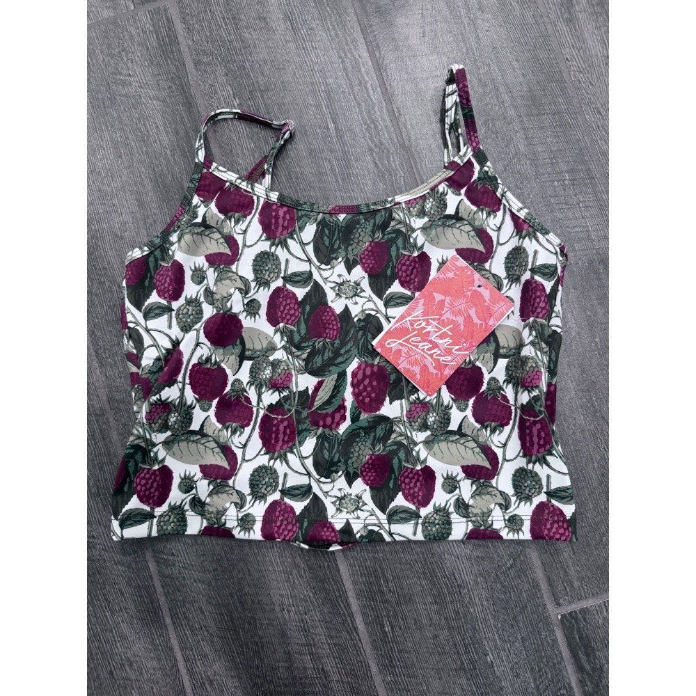 Kortni Jeane Swim Top Bikini Tankini Size Large NWT‎ Raspberries Ladder Back